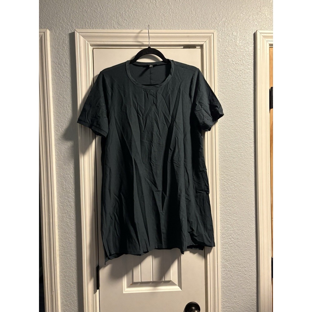 Eileen Fisher T-Shirt Tunic Women M Charcoal Gray Stretch Viscose Crepe Crew